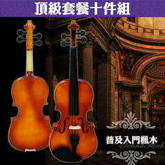 普及入門楓木/烏木小提琴 頂級套餐十件組