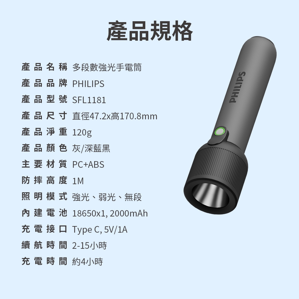 多功能側燈強光手電筒 3