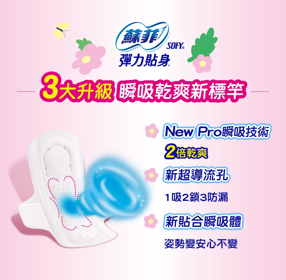 彈力貼身超薄日用潔翼衛生棉 23cm 3