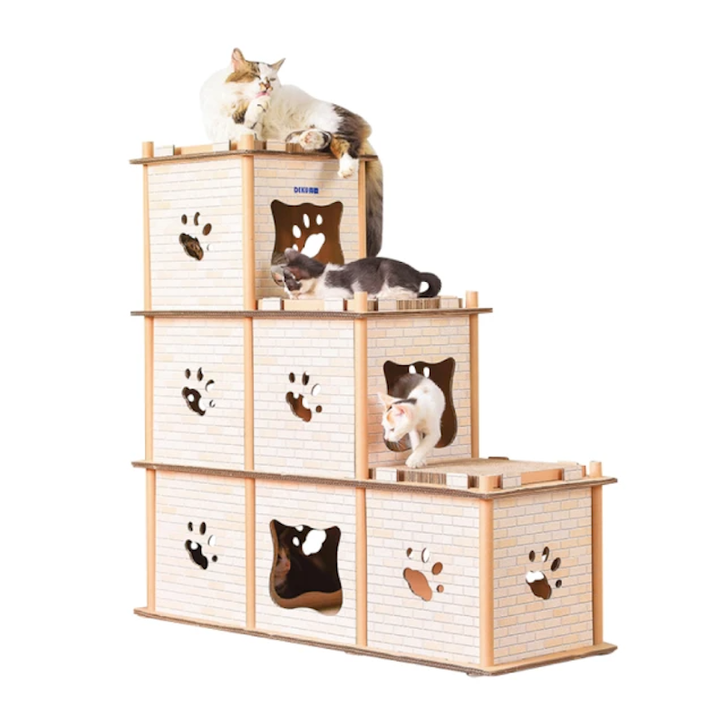可愛喵喵三層腳印屋貓咪紙抓板 1