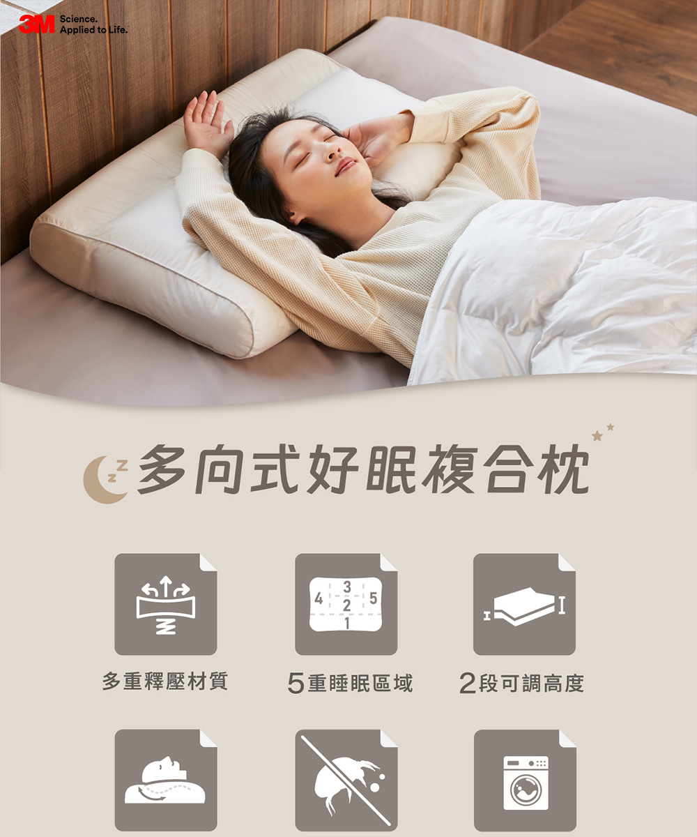 可調式防螨可水洗記憶科技羽絨枕 3