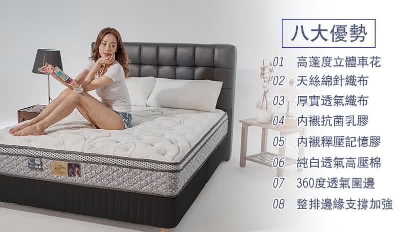 天絲乳膠記憶膠防蟎獨立筒床墊 3