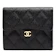 Chanel 雙C LOGO 菱格紋荔枝牛皮3折短夾 1