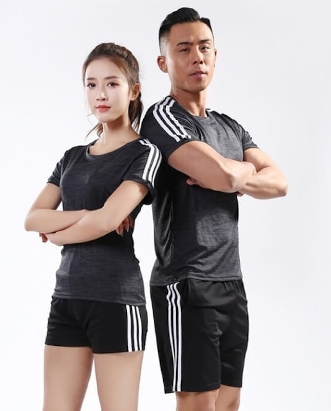 彈力冰涼混色排汗男女運動兩件套裝 1