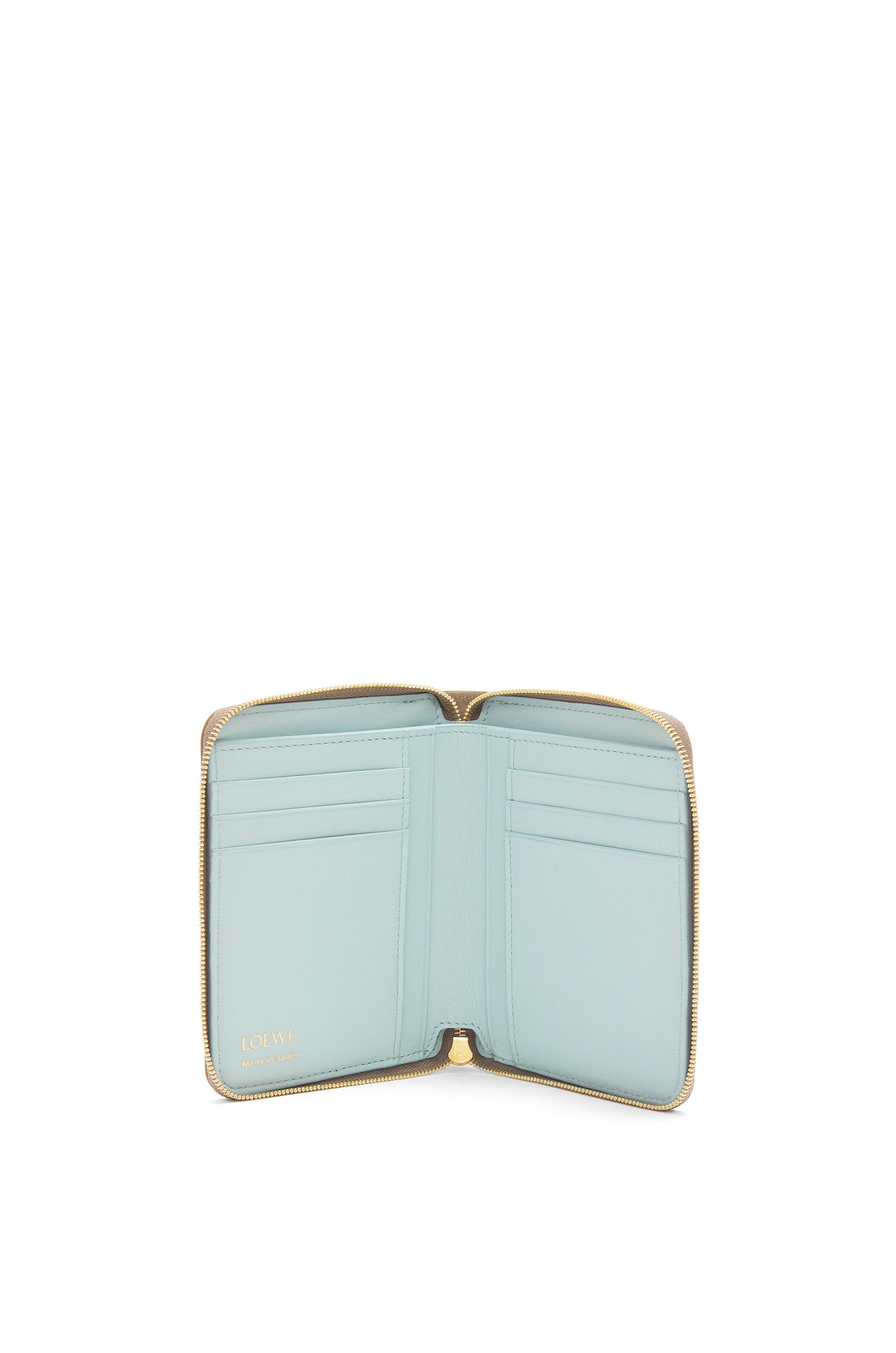 Knot compact zip around wallet in shiny nappa calfskin 2