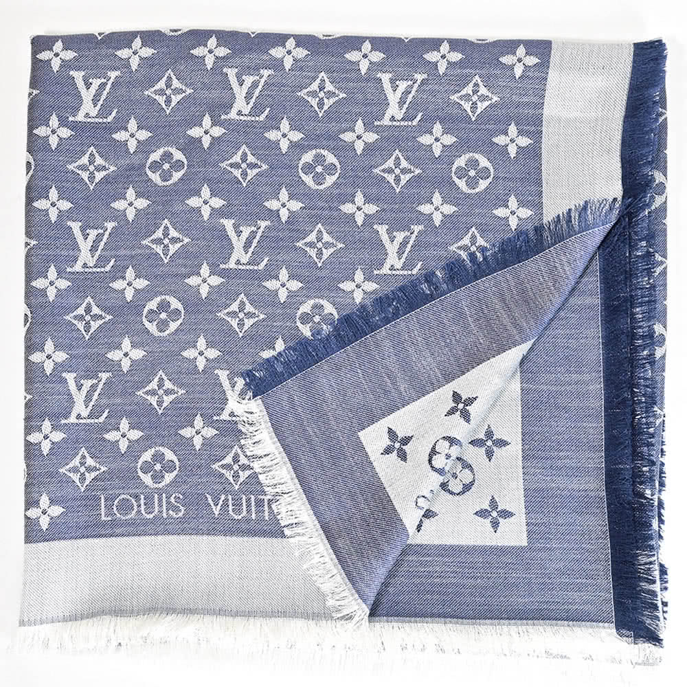 Monogram Denim 羊毛絲綢披肩圍巾 1