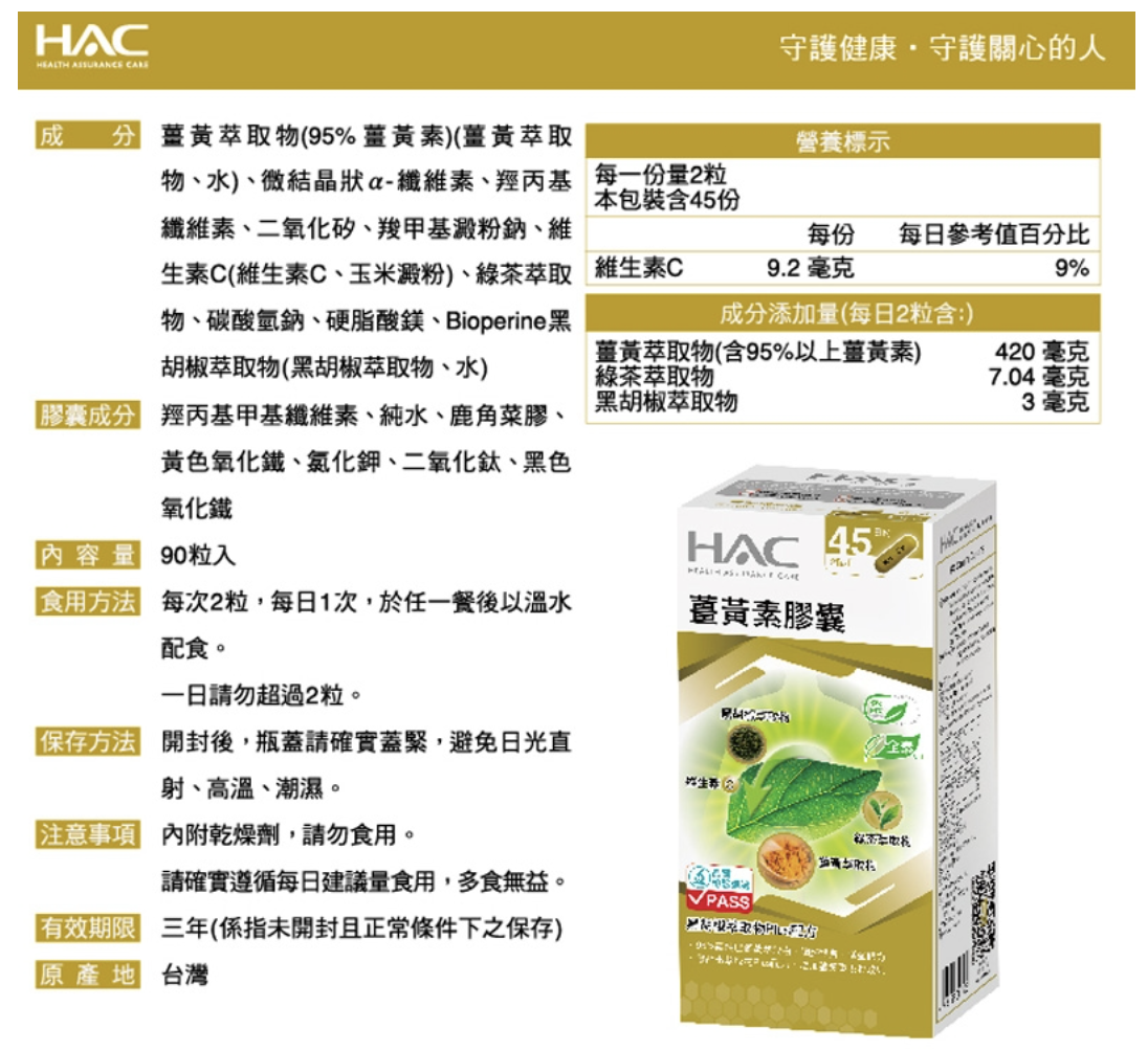 薑黃素膠囊 2