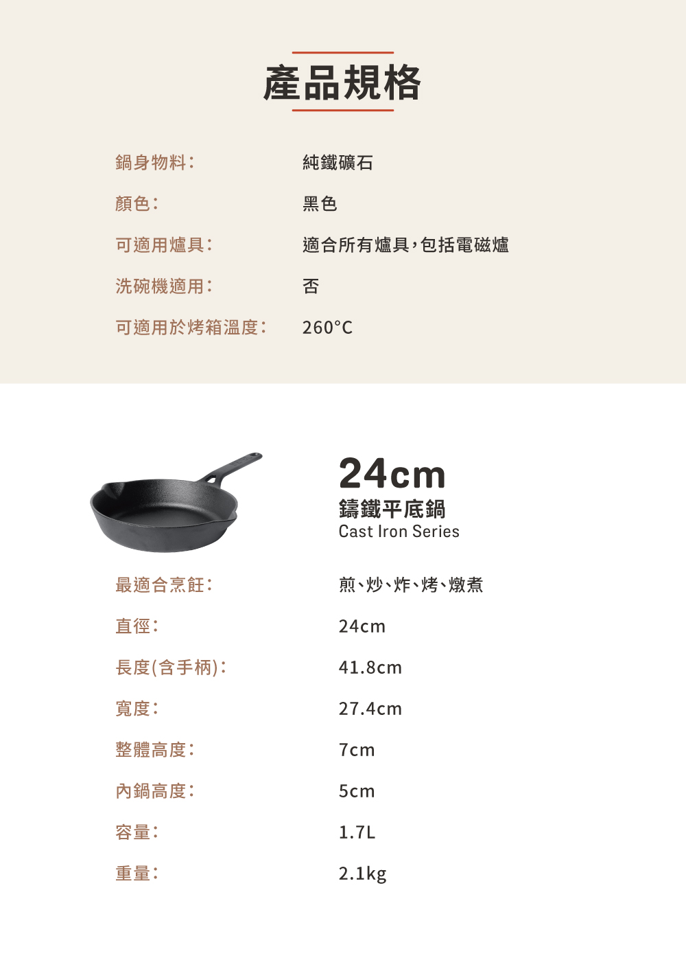 鑄鐵平底鍋 3