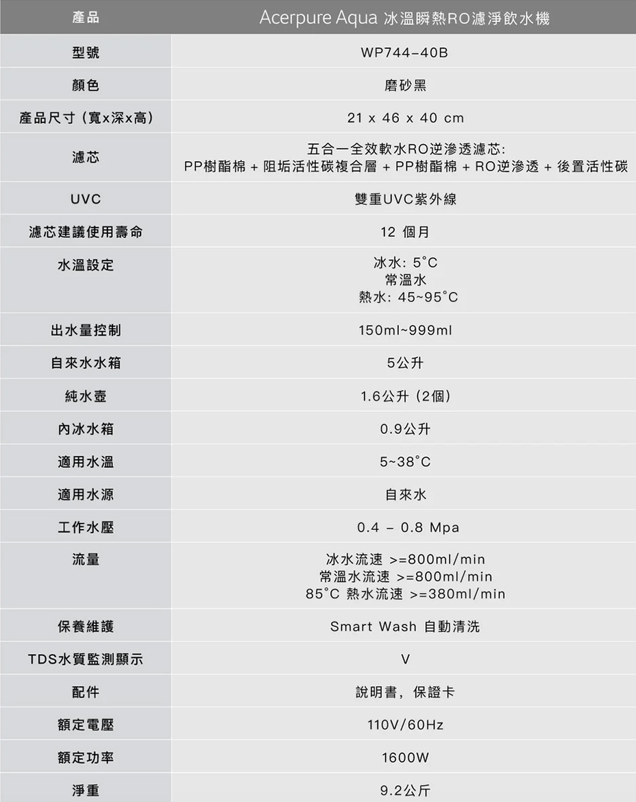 Aqua 黑曜石冰溫瞬熱 RO濾淨飲水機 2