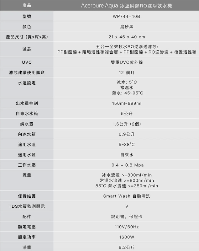 Aqua 黑曜石冰溫瞬熱 RO濾淨飲水機 2