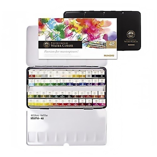專家級 塊狀水彩 48色 鐵盒裝 Watercolor Pan 1