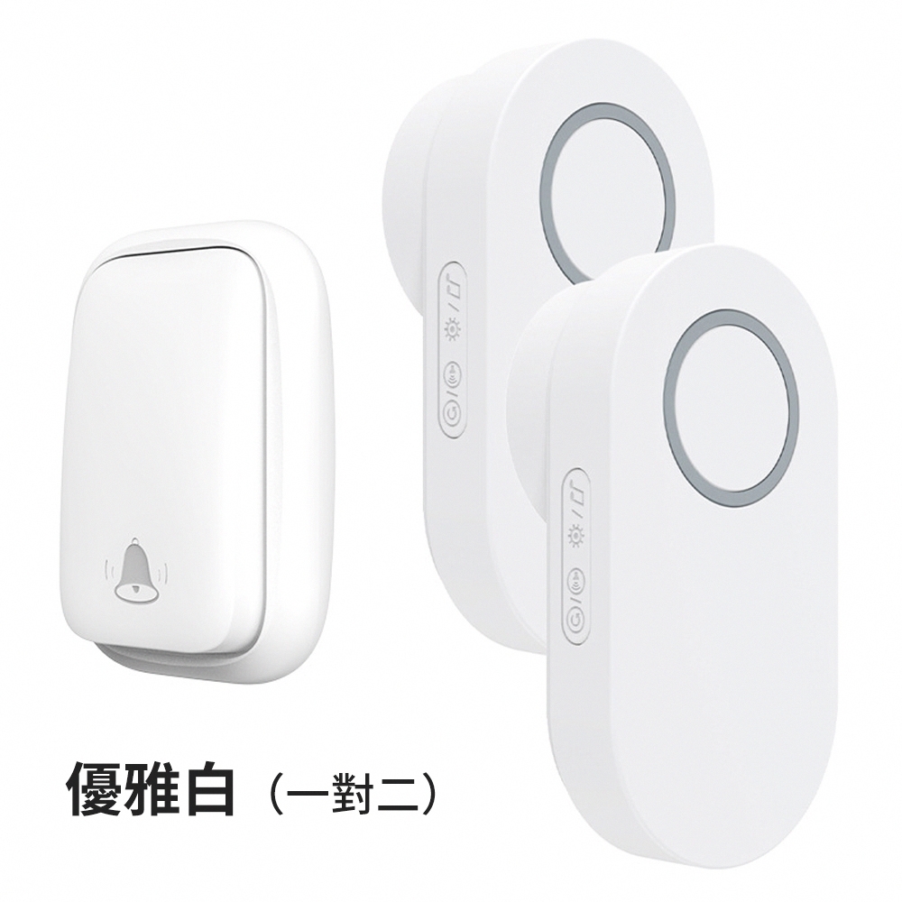 一對二 智慧家用遠距離自發電無線門鈴-經典方款 2