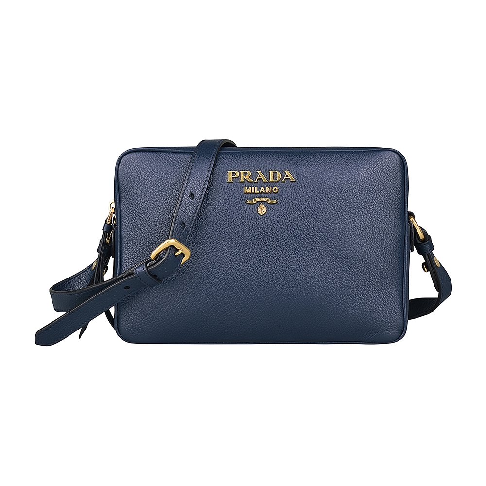 Vitello Phenix 金屬 LOGO 牛皮雙拉鍊斜背相機包 1