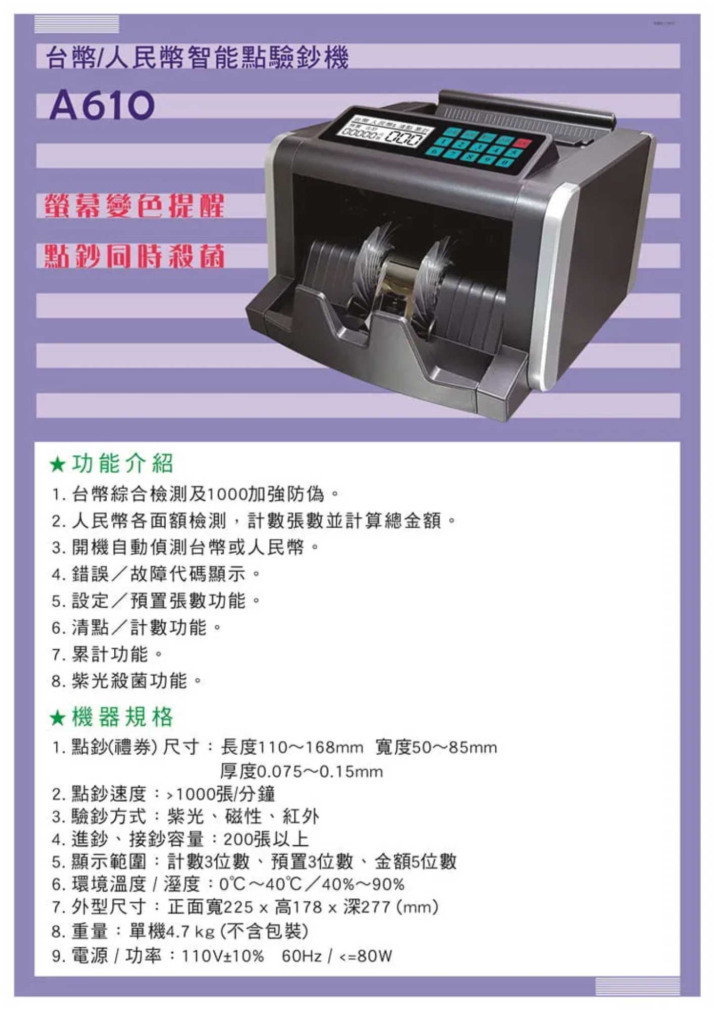 台幣/人民幣智能點驗鈔機 2