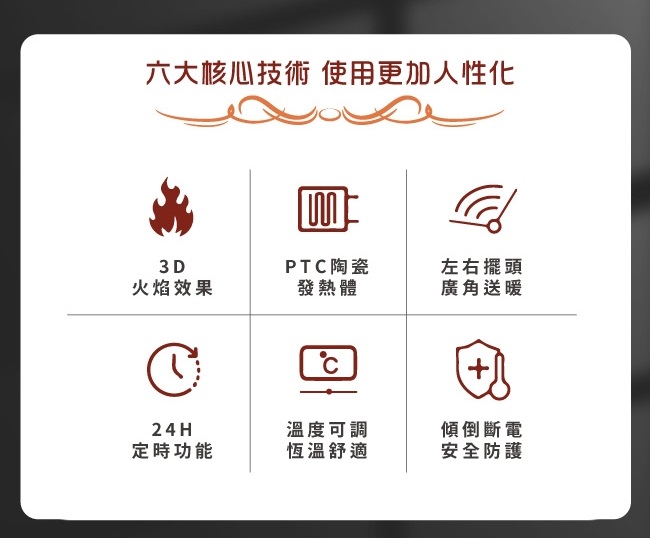 3D 擬真火焰 PTC 陶瓷立式電暖爐 2