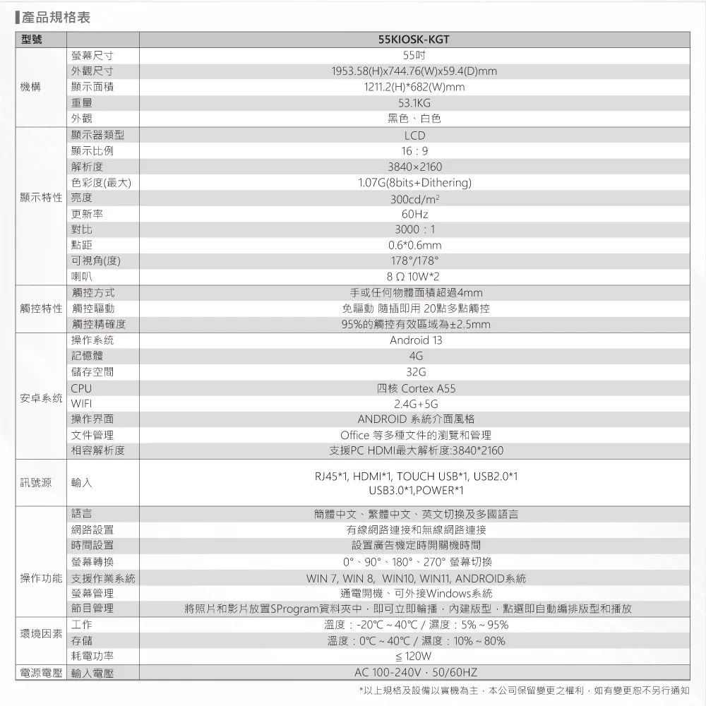 55吋直立式電子看板 2