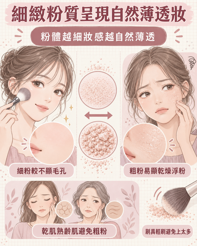 粉質越細緻,完成的妝感越自然