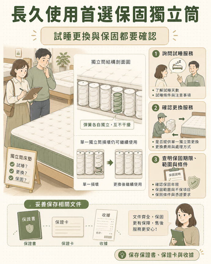 希望長久使用首選有保固的獨立筒