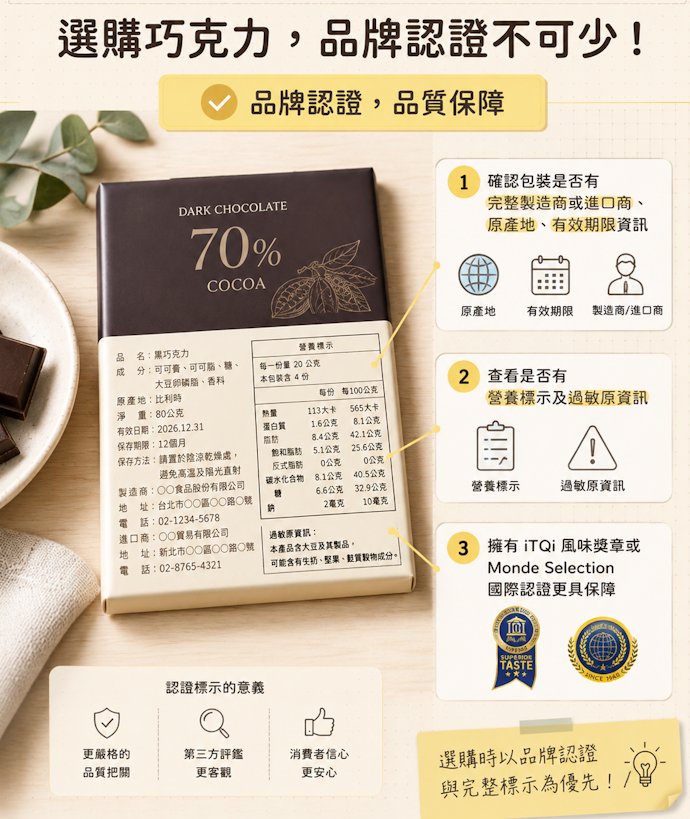 選擇標示完整的品牌,有取得認證更加分