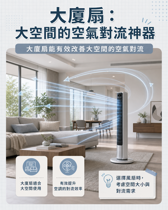 大廈扇讓大坪數空間的對流更有效率