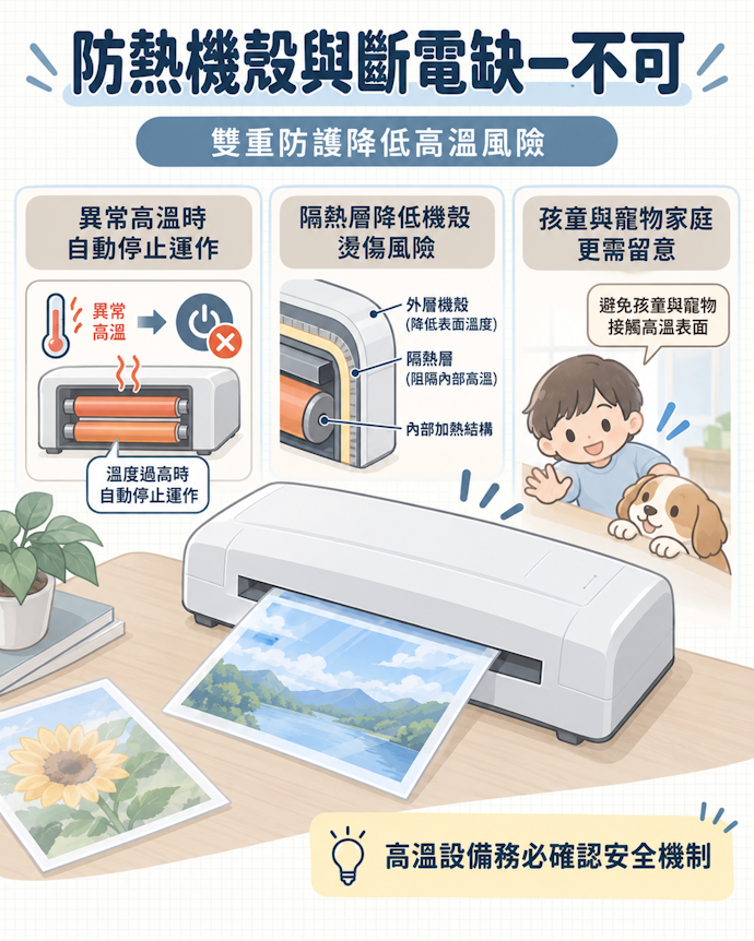 務必要有防熱機殼及自動斷電機制