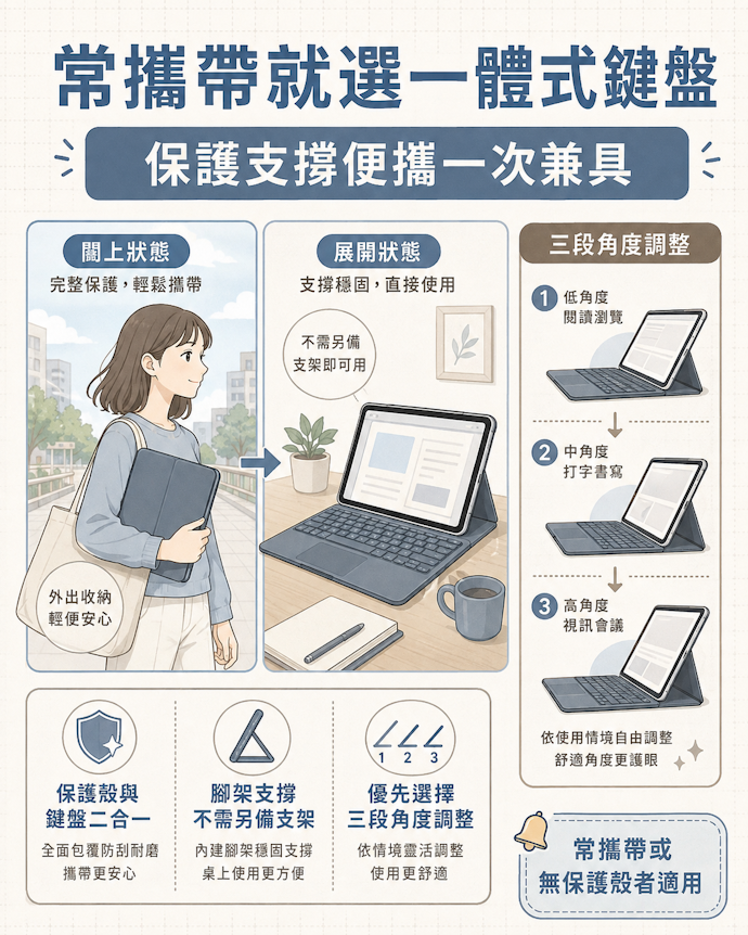 沒有保護殼或常攜帶就選一體式