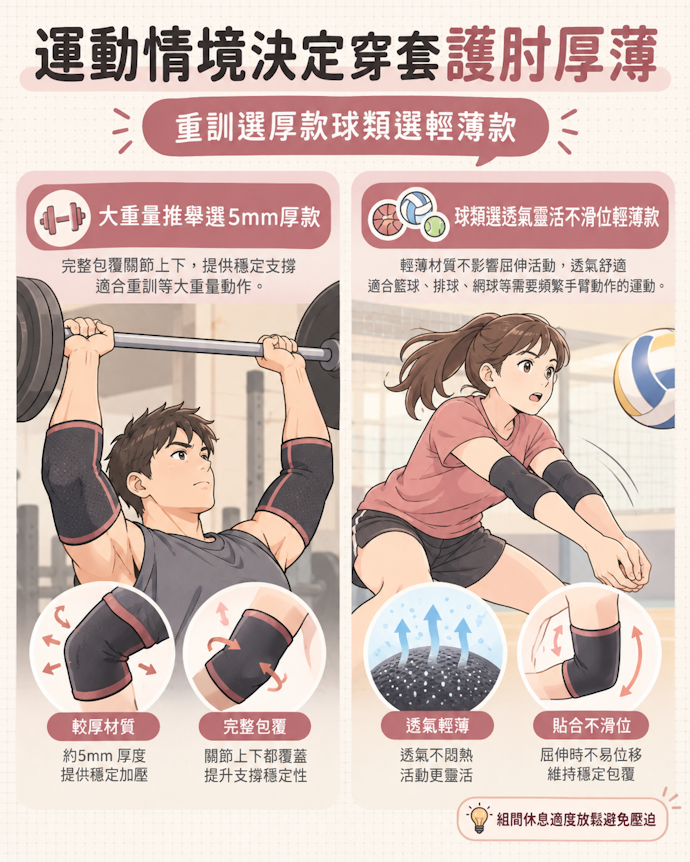 運動防護推薦全肘包覆的穿套式