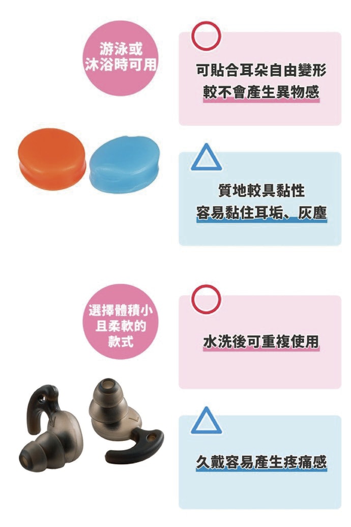 游泳、淋浴用選擇矽膠黏土耳塞或螺旋耳塞
