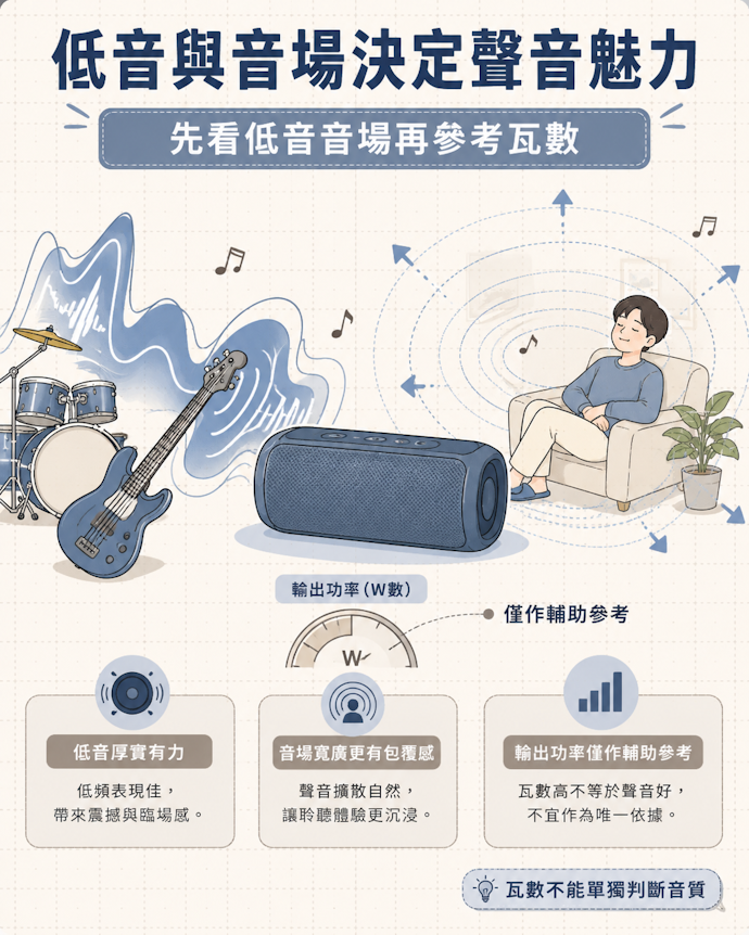 想體驗聲音魅力,特別留意低音表現與聲音擴散感