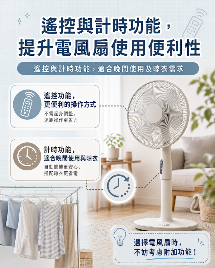 選配遙控與計時功能大大提升方便性