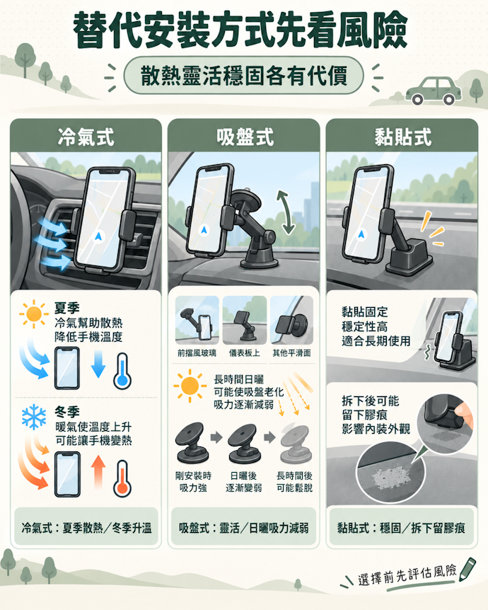 若車型不適合夾式,選替代方案前要先了解各自的風險