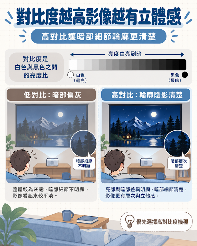對比度:數值越高、影像越立體