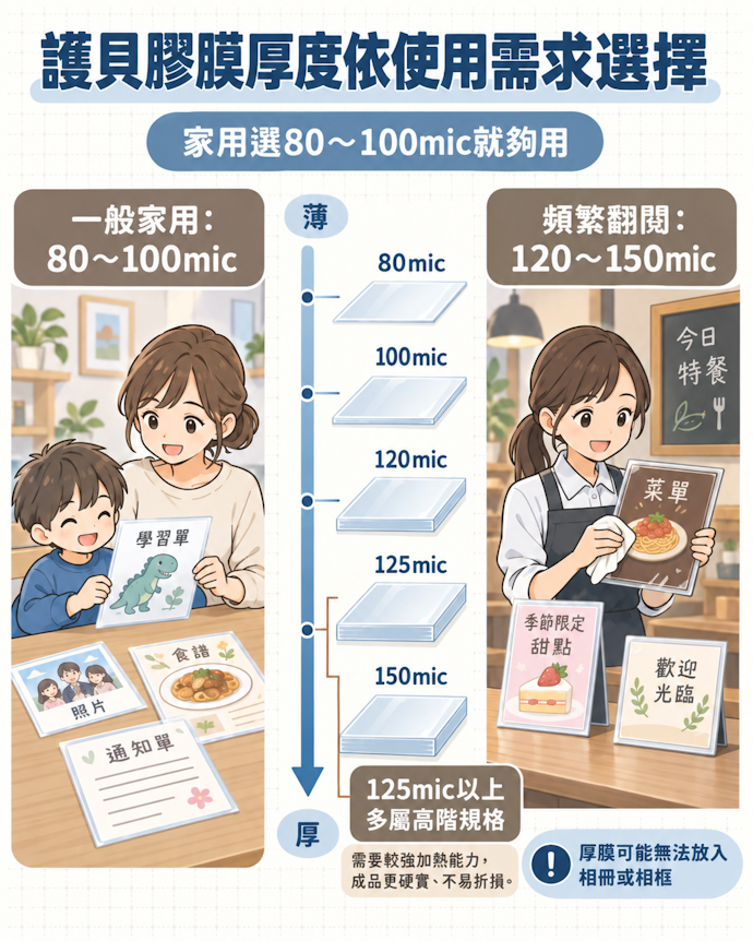 護貝膠膜厚度100mic即夠用,商家才考慮125mic以上